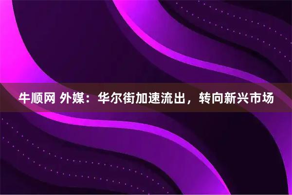 牛顺网 外媒：华尔街加速流出，转向新兴市场