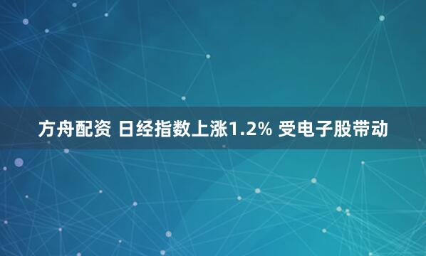 方舟配资 日经指数上涨1.2% 受电子股带动